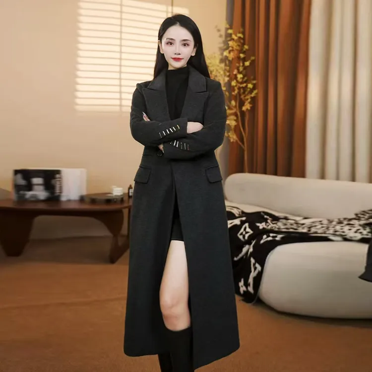 2025秋冬新款网红气质显瘦西装加长双面羊毛大衣高级百搭外套女