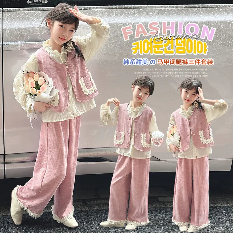 女童装2024新款儿童女孩甜美衣服加厚秋季圣诞节女儿服国风3-6岁