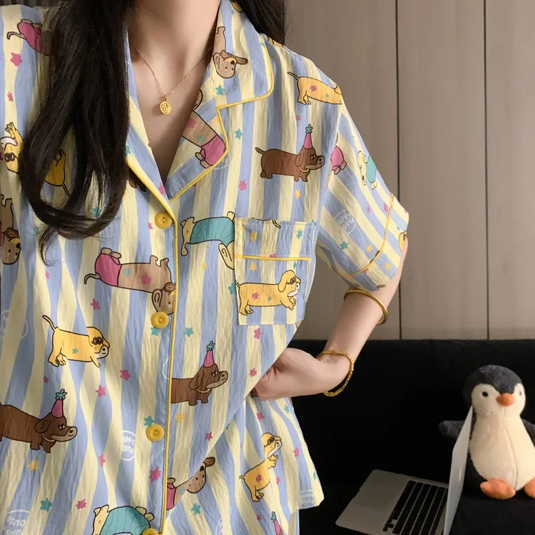 2025新款夏季云朵棉睡衣女短袖短裤甜美可爱学生少女家居服可外穿