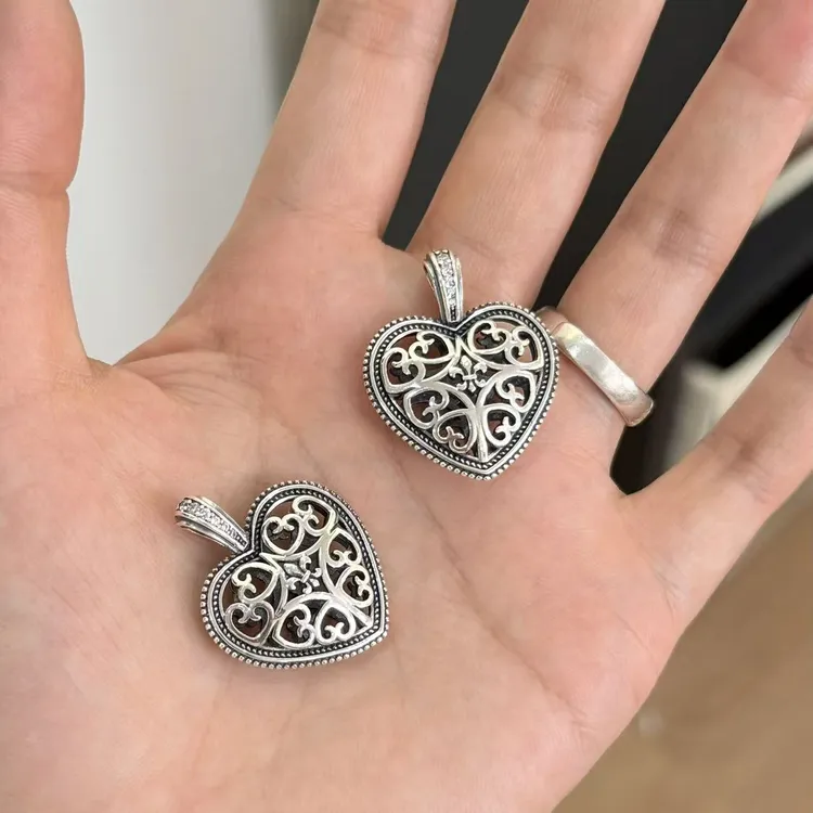 链子925银 【镂空爱心】吊坠精致百搭简约日韩气质轻奢中古时尚大版