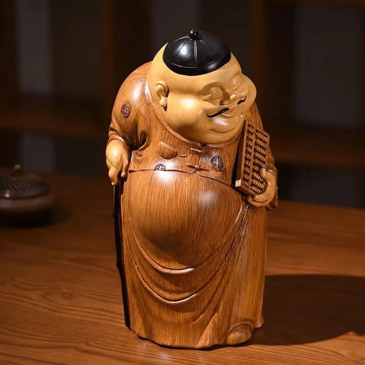 地主老爷财神爷摆件禅意中式玄关家居客厅桌面装饰品