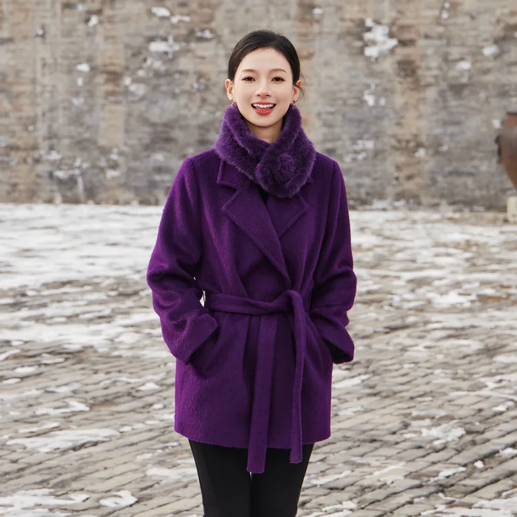 西子/贝贝苏力羊毛呢经典双排扣翻领一手长短款大衣/DYZH0016