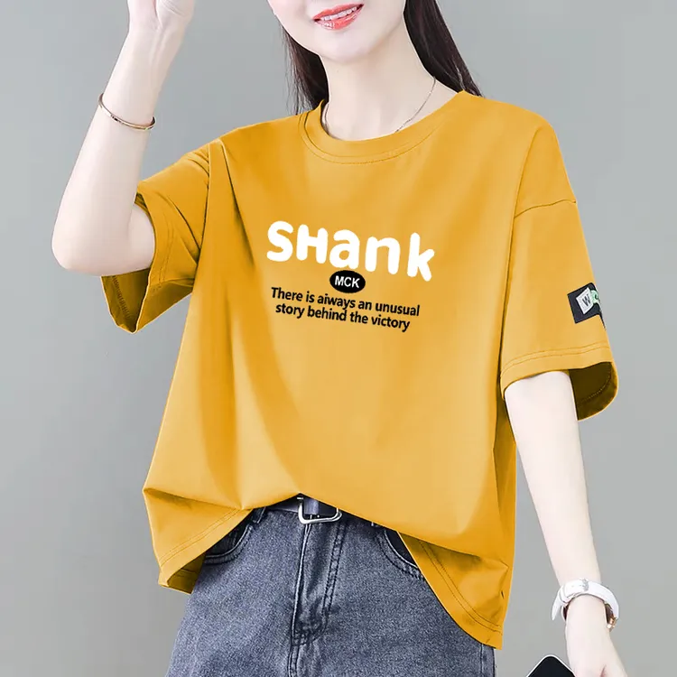 100%纯棉短袖t恤女夏季新款休闲韩版宽松遮肚显瘦减龄百搭上衣ins