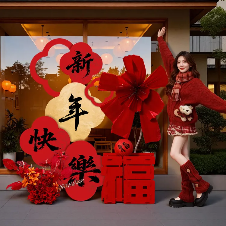 新年装饰氛围布置装饰品年味元旦春节2026马年室内打卡拍照墙布置