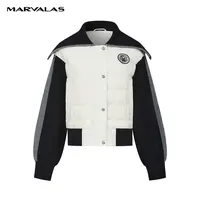 【九月专属】M427307467曼德诗短款羽绒服2023秋季黑白撞色翻领外