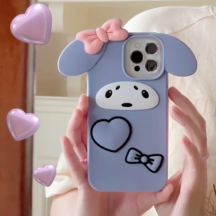 苹果|紫色美乐蒂可爱卡通适用iPhone16创意ins韩解压15硅胶手机壳