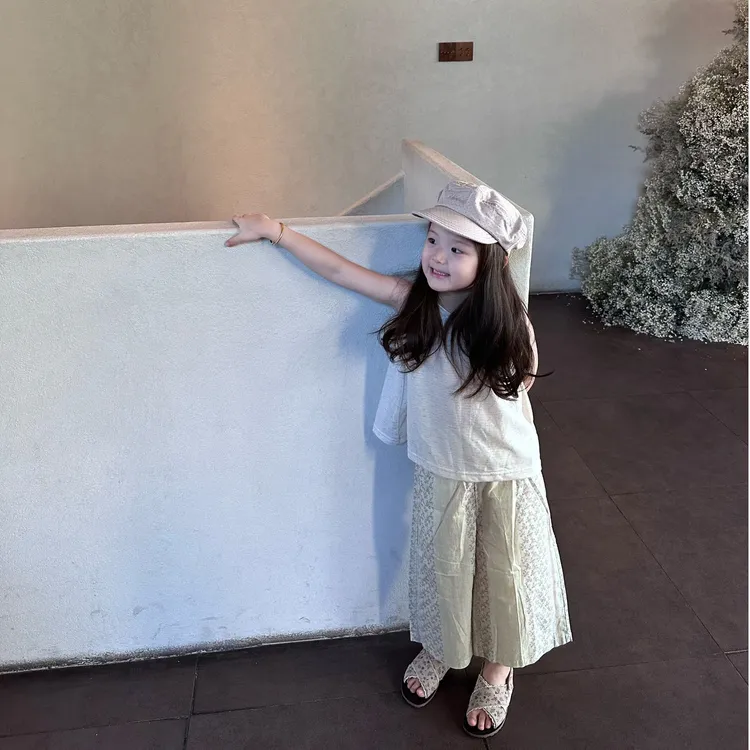 壹妈童装女童休闲套装2025夏季新款洋气女宝纯色吊带背心防蚊裤
