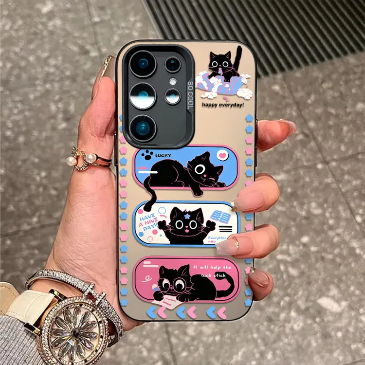 三只黑猫适用三星s30手机壳s25新款s24磨砂彩银S23fe防摔s22外壳