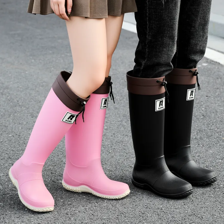 新式可折叠防水鞋西双版纳雨林徒步赶海爬山雨靴男款女款防滑雨鞋