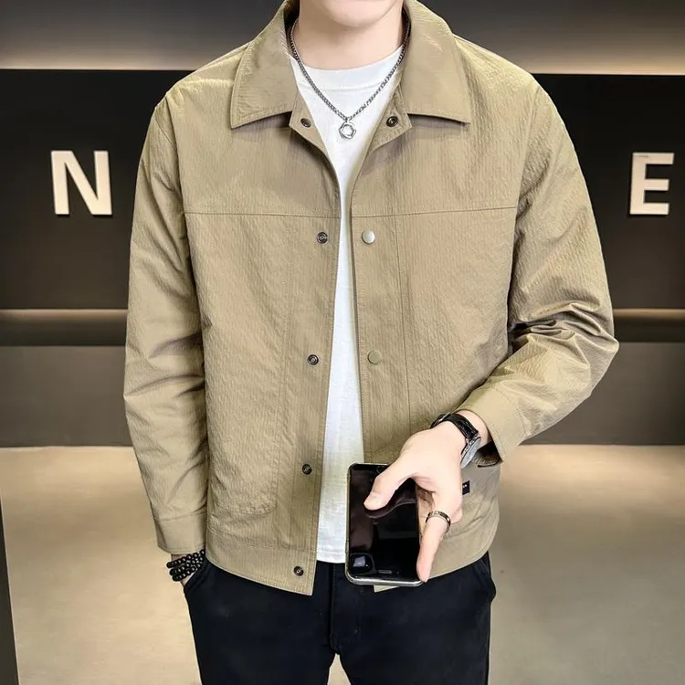 杜拉妮秋季薄款翻领外套男士衬衣式行政夹克2025新款商务休闲男装