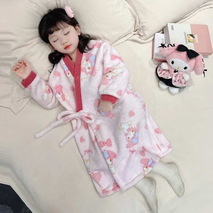 宝宝浴袍秋冬法兰绒睡袍秋冬季儿童洗澡浴袍家居服男童珊瑚绒睡衣