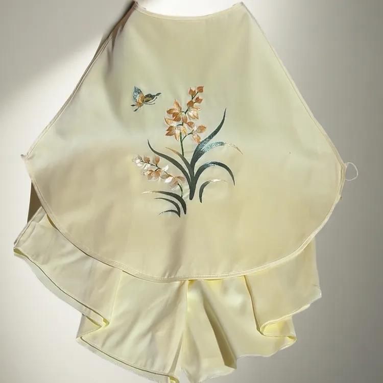 复古风刺绣肚兜女吊带中式内衣套装中国风居家服夏季薄款