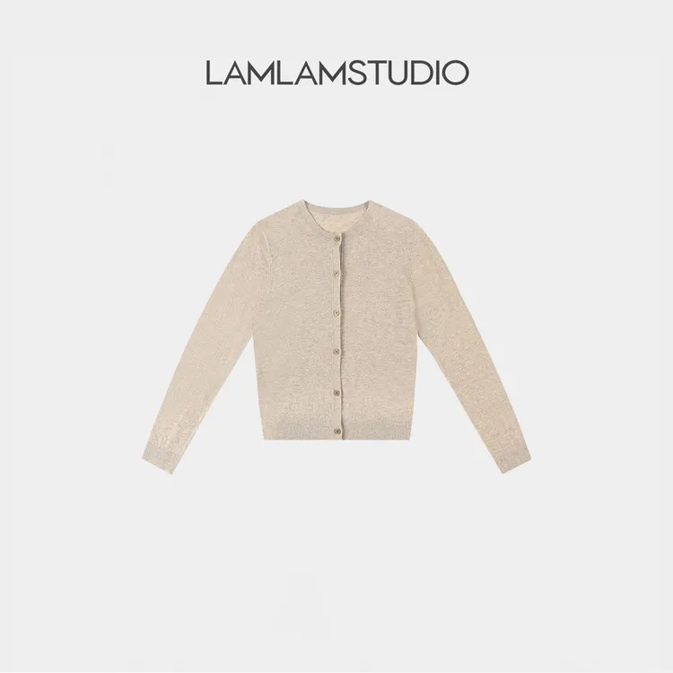 “麻棉柔织”【亚麻】经典圆领椰子扣简约针织开衫 张一琳 G404M