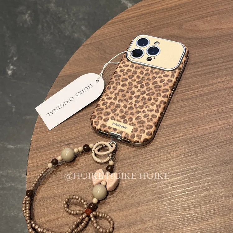 大视窗豹纹手提适用17苹果16手机壳iphone15全包14软皮质13promax