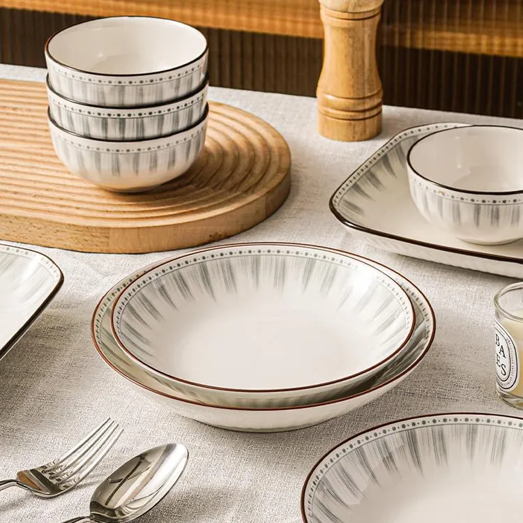 日式盘子菜盘家用陶瓷碗碟2024新款网红餐具高级感餐盘菜碟子深盘