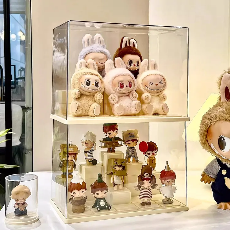 泡泡玛特popmart模块化积木透明亚克力收纳盒手办模型展示柜防尘