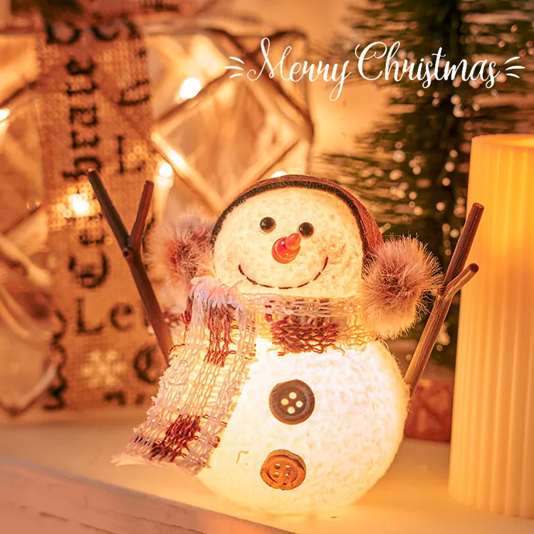 圣诞发光雪人电子蜡烛灯摇摆头餐厅布置节日伴手礼物