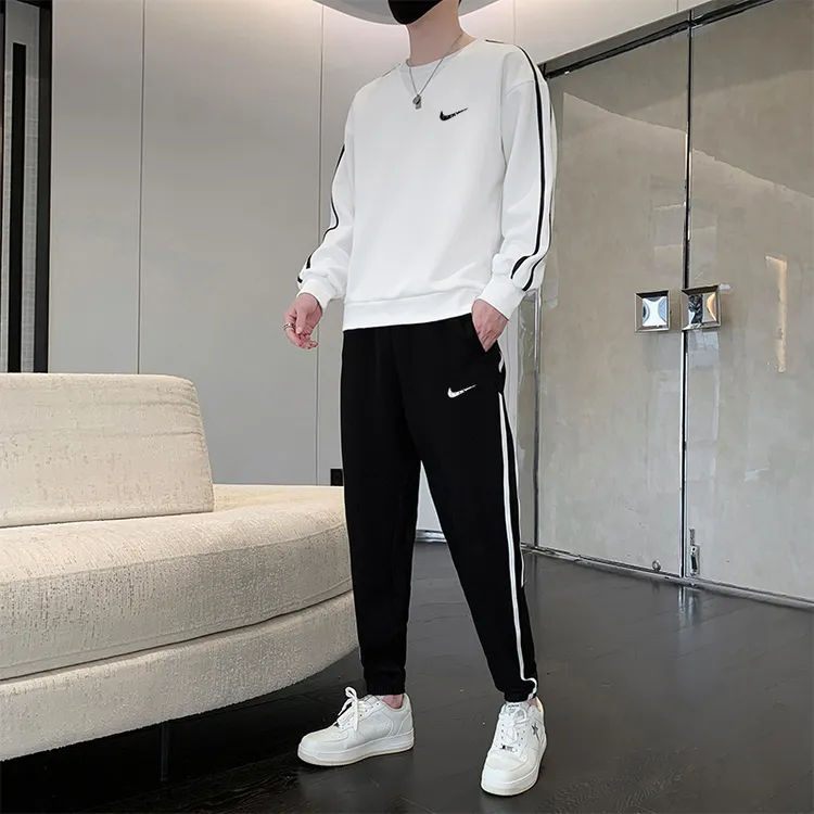 耐NK克休闲运动套装男春秋季时尚百搭秋冬帅气青年学生长袖两件套
