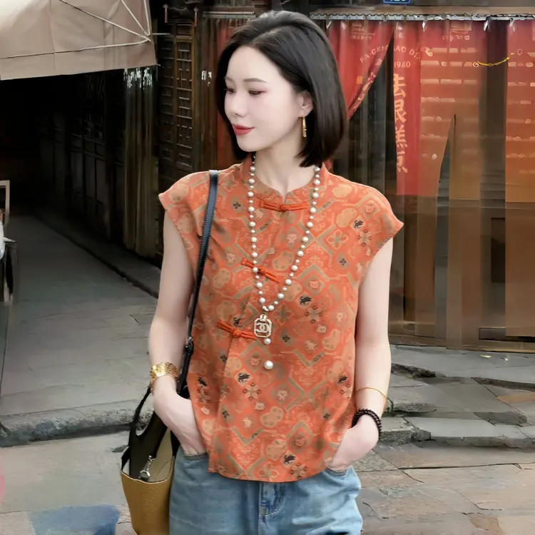 新中式国风夏季新款洋气气质减龄复古显瘦盘扣清冷系禅意衣服女