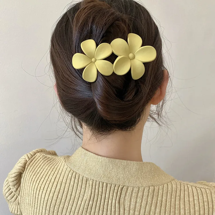 温柔花朵鸭嘴夹头饰女夏季韩式百搭发夹后脑勺盘发抓夹个性头饰品