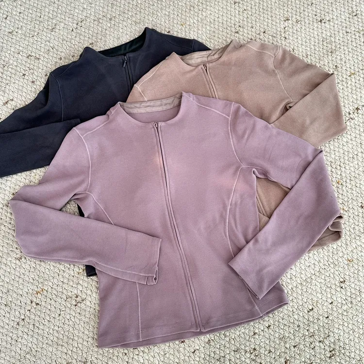 【小腰精】高弹纯色百搭多色显瘦瑜伽卫衣气质修身开衫女