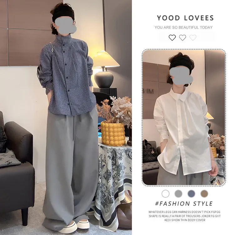 韩系穿搭一整套2025新款韩版时尚休闲格子衬衫高腰休闲裤两件套
