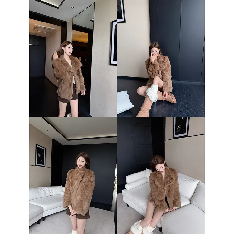 【100真兔毛皮草】穿到零下10度纹理复古显瘦保暖皮草外套显白