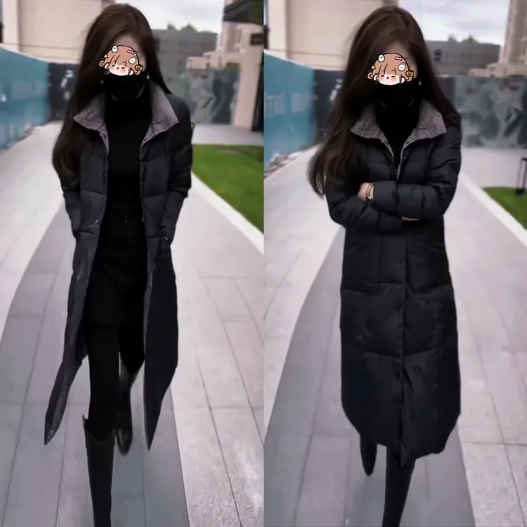 2025新款冬季轻薄两面穿新款时尚洋气百搭大口袋中长款千鸟格