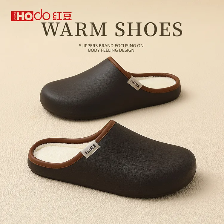 红豆eva男士防水棉拖鞋冬季家居2025新款防滑厚底毛绒保暖外穿男商品图