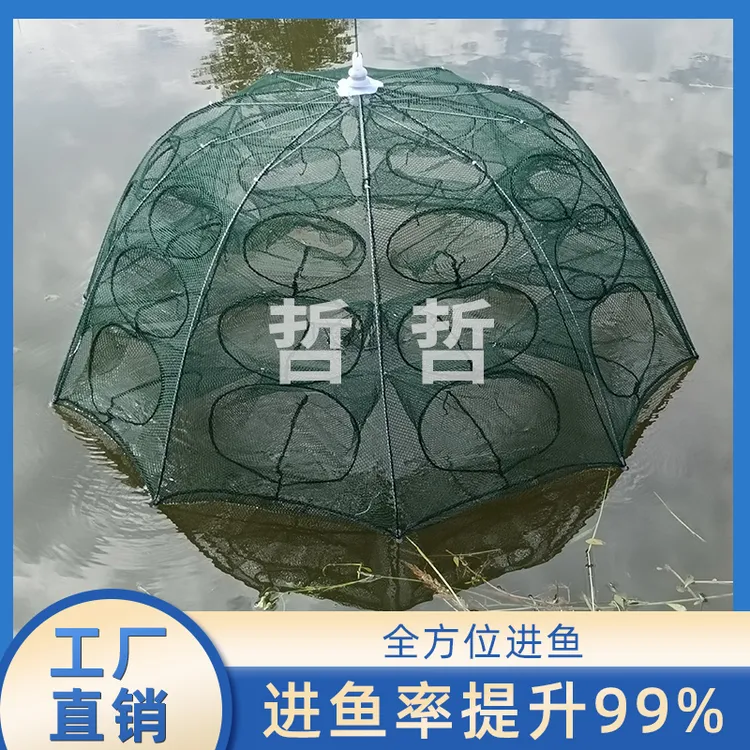 30孔加大伞状式合金折叠捕鱼笼黄鳝笼网只进不出抓龙虾扑鱼鳝专用