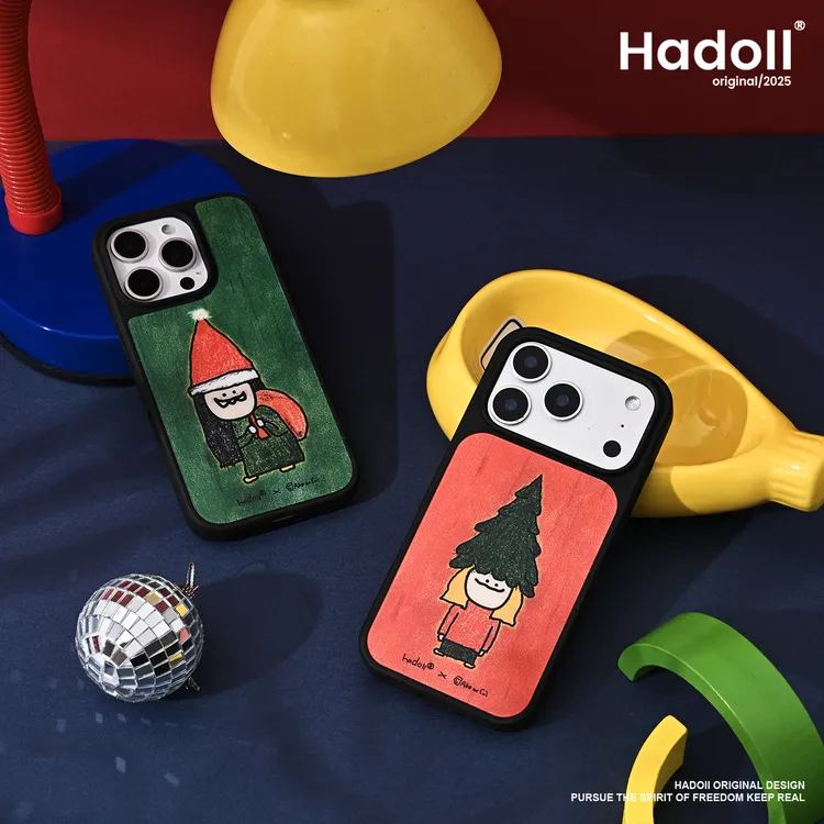 原创Cui&Aee的圣诞红绿趣味iphone17promax手机壳小众插画磁吸壳