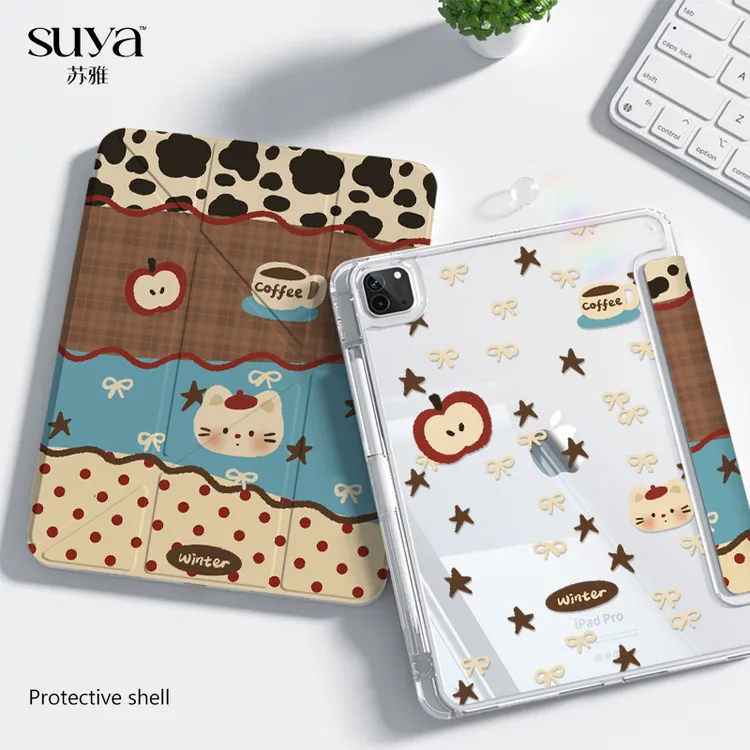 苏雅咖啡猫咪ipad11平板保护壳air7平板套pro高颜值10代外壳9mini