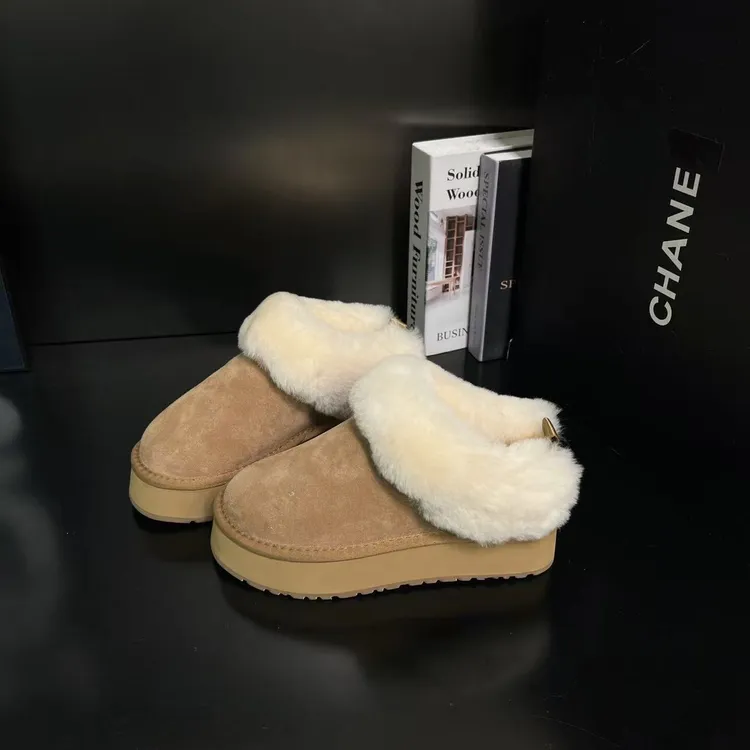 【雪绒绒】雪地靴女2025冬季新款牛皮加绒保暖包头棉鞋1393