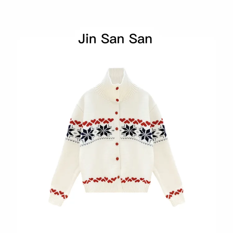 金三三『圣诞将至』2025冬季新款立领圣诞开衫设计师毛衣H6927