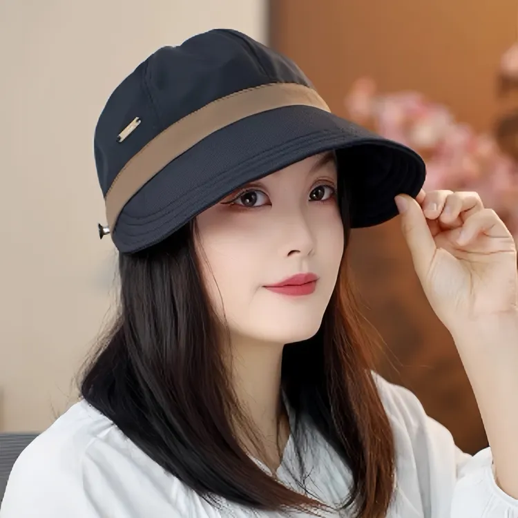 2025春季新款渔夫帽子女遮阳百搭休闲大头围鸭舌帽显脸小防晒帽潮