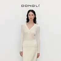东黎 小山羊绒 我不被驯化-柔韵V裳 流光风女士V领打底长袖5376