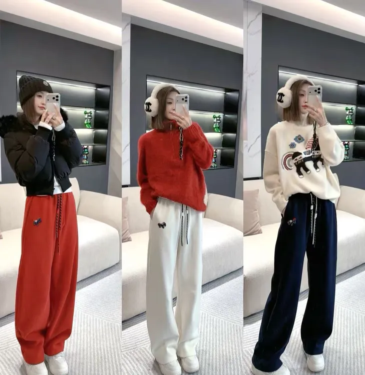 熙薇【冬日来信】2025冬季新款设计师小马加绒休闲卫裤H6673