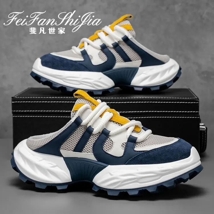 拖鞋男士款2025新款爆款休闲百搭透气运动鞋时尚潮流网面厚底潮鞋