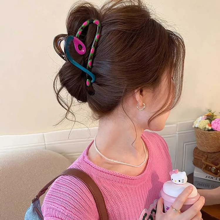 设计感撞色抓夹女2025新款高级感鲨鱼夹大号发量大后脑勺发夹头饰