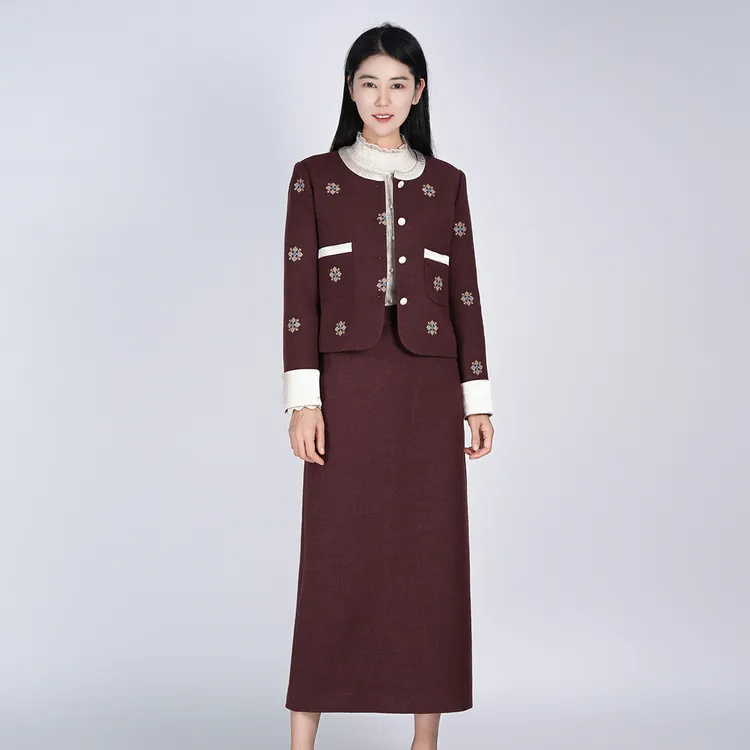 浒城古娘香风复古百搭时尚气质优雅女套装WH05007662+WQ05007662