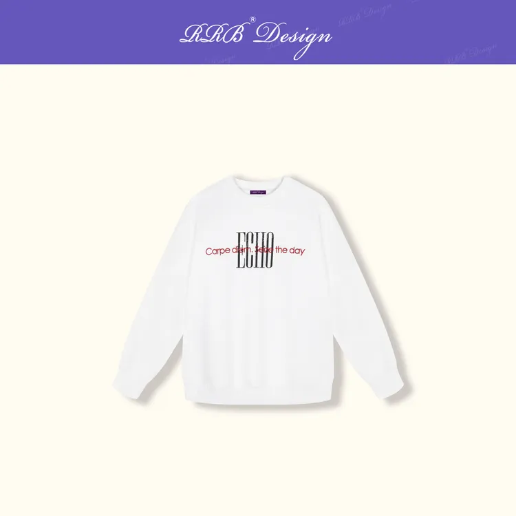  RRB Design「柔和力量」100精梳棉双股纱360g字母印花长袖圆领卫衣