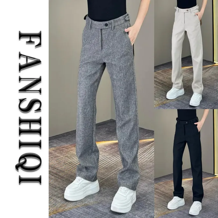 2025秋冬新款高端气质商务休冬季加绒男灯芯绒宽松直筒男裤