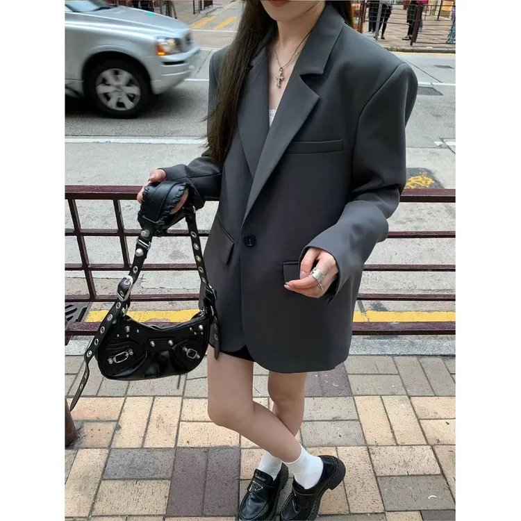 徐秋阳  灰色主义  春季新款百搭时尚休闲显瘦显白西装9728