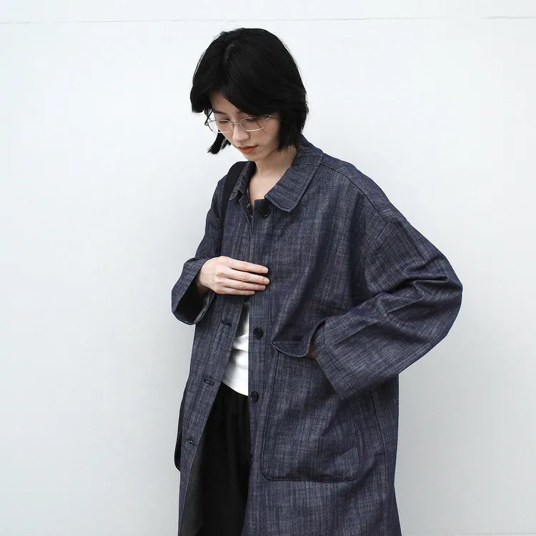 休闲宽松中长款风衣百搭韩版日系棉牛仔上衣外套时尚秋季女款FY01