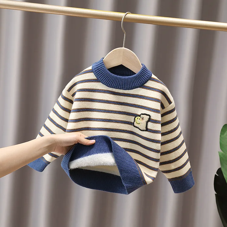 【正宗一体绒】2025冬装儿童加绒加厚男女宝宝韩版打底针织衫一体绒