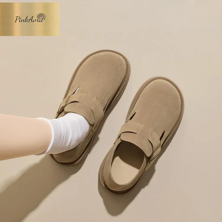 PinkAvril厚底勃肯鞋女秋季2025新款秋冬增高博肯鞋全包头休闲单