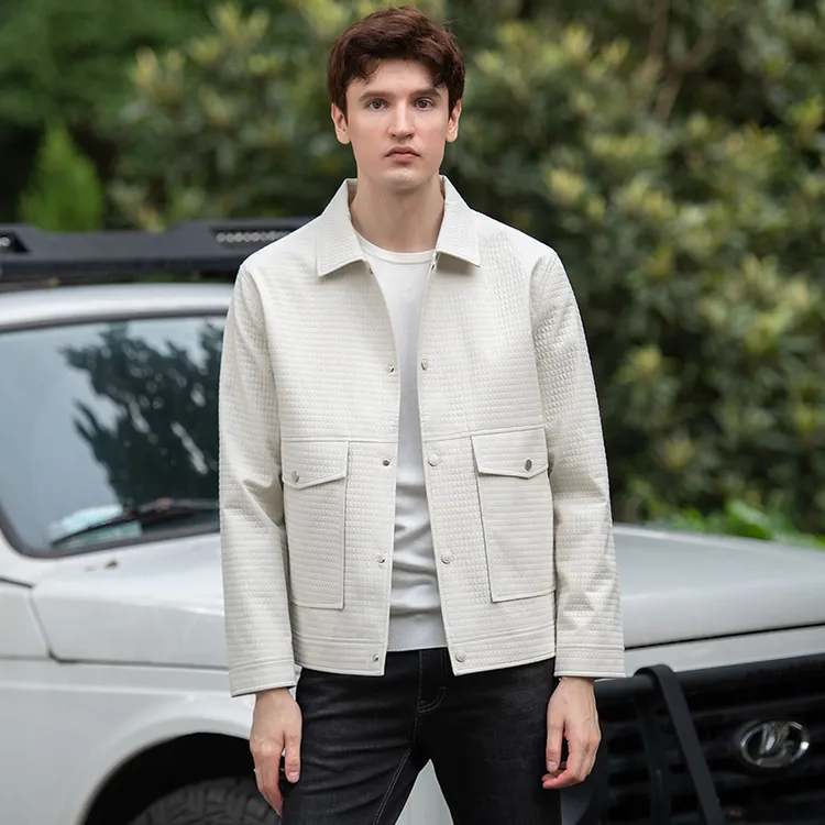春季男士长袖透气吸汗夹克休闲商务轻熟风翻领外套易打理时尚宽松