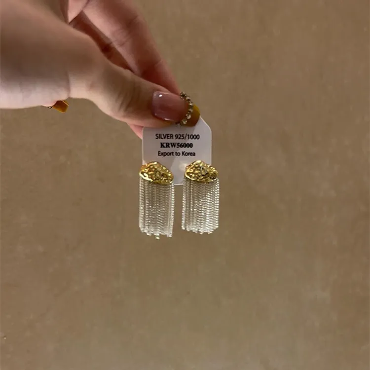 铜合金耳饰 新中式复古流苏吊坠耳钉小众设计轻奢高级感气质耳环