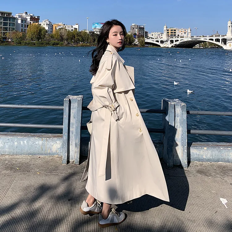 米白色风衣外套女2025新款春季爆款法式中长款休闲高级感流行大衣