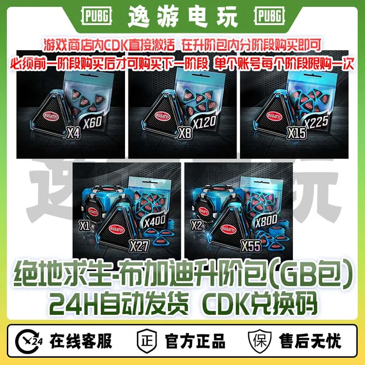 STEAM绝地求生皮肤布加迪升阶包CDK兑换码【GB包】